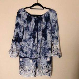 Blue and white tie dyed dress